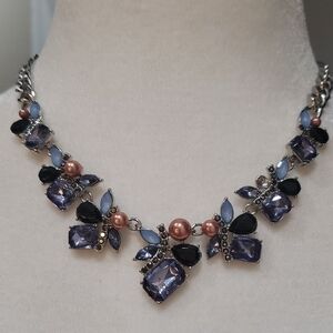 Vintage Purple and Black Gemstone Necklace